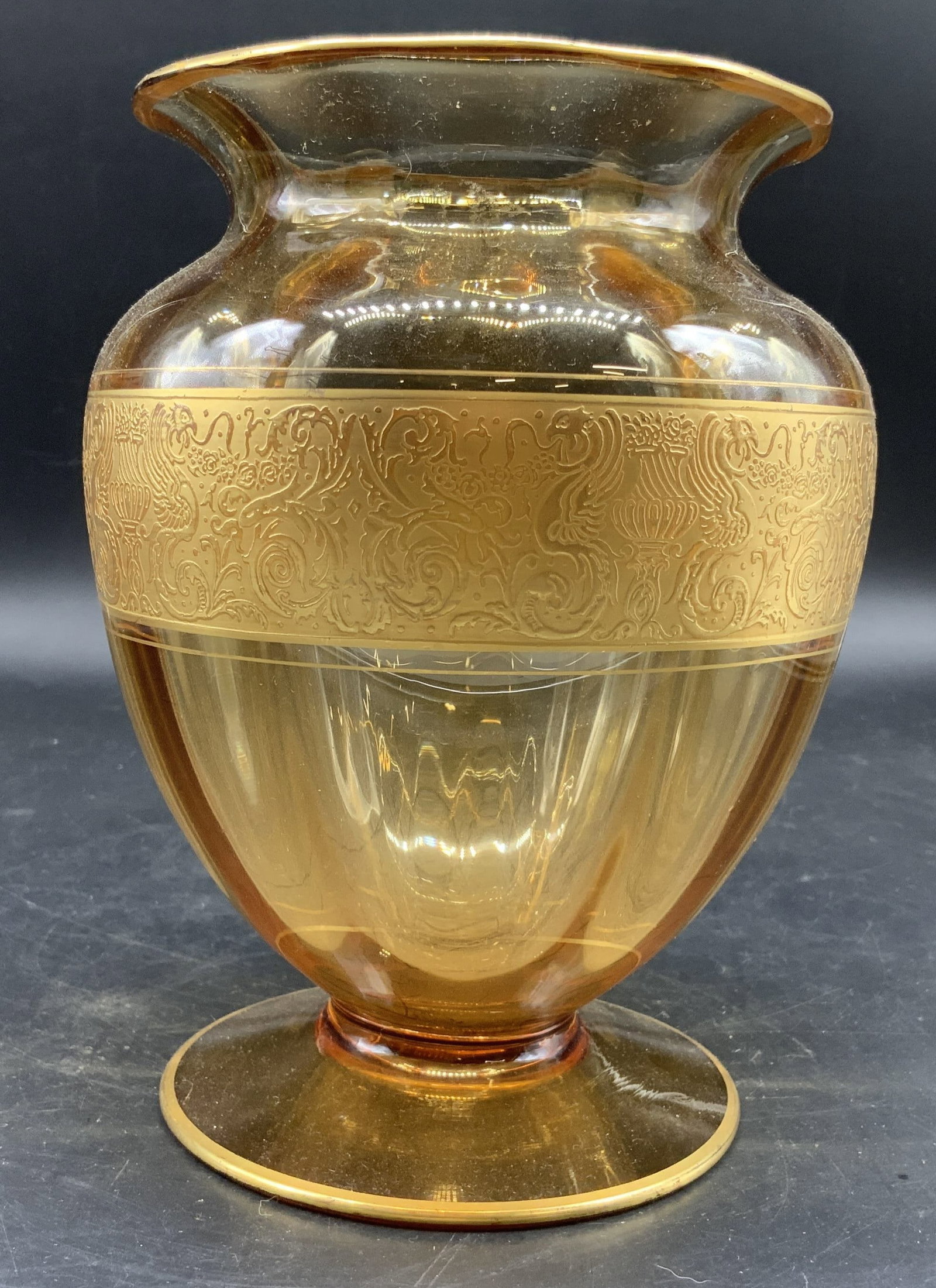 Antique Fostoria Amber Glass Vase, 1927 (1 of 11)