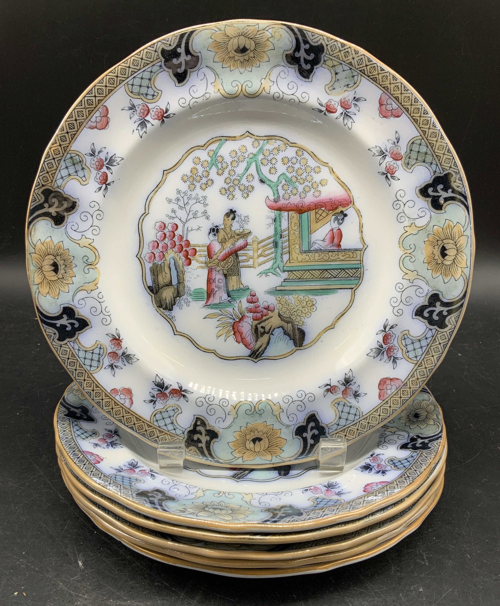 Set 6 Plts Canton Ware Maastricht Holland, Antq (1 of 11)