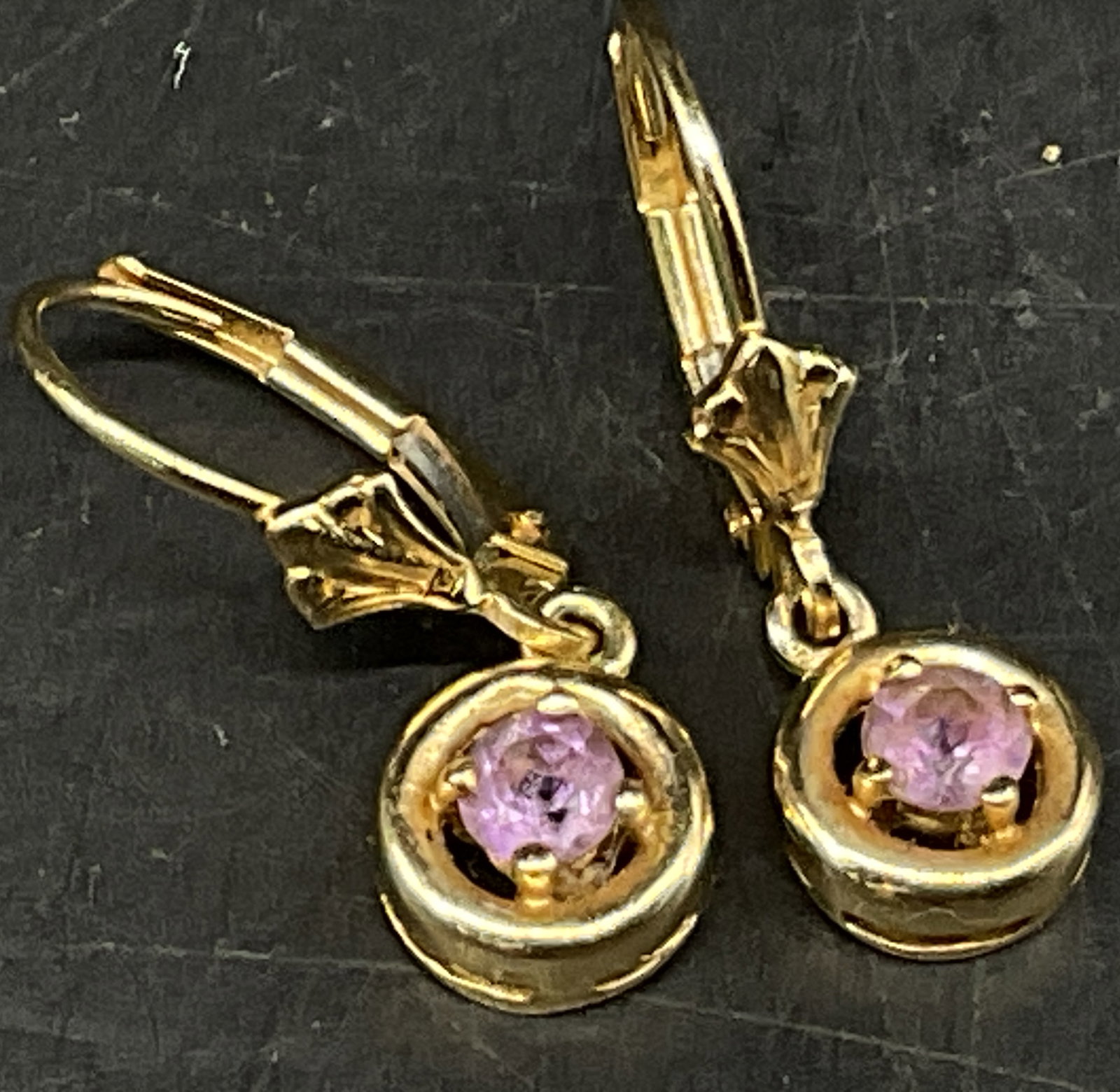 14KT GOLD Solitaire Dangle Earrings