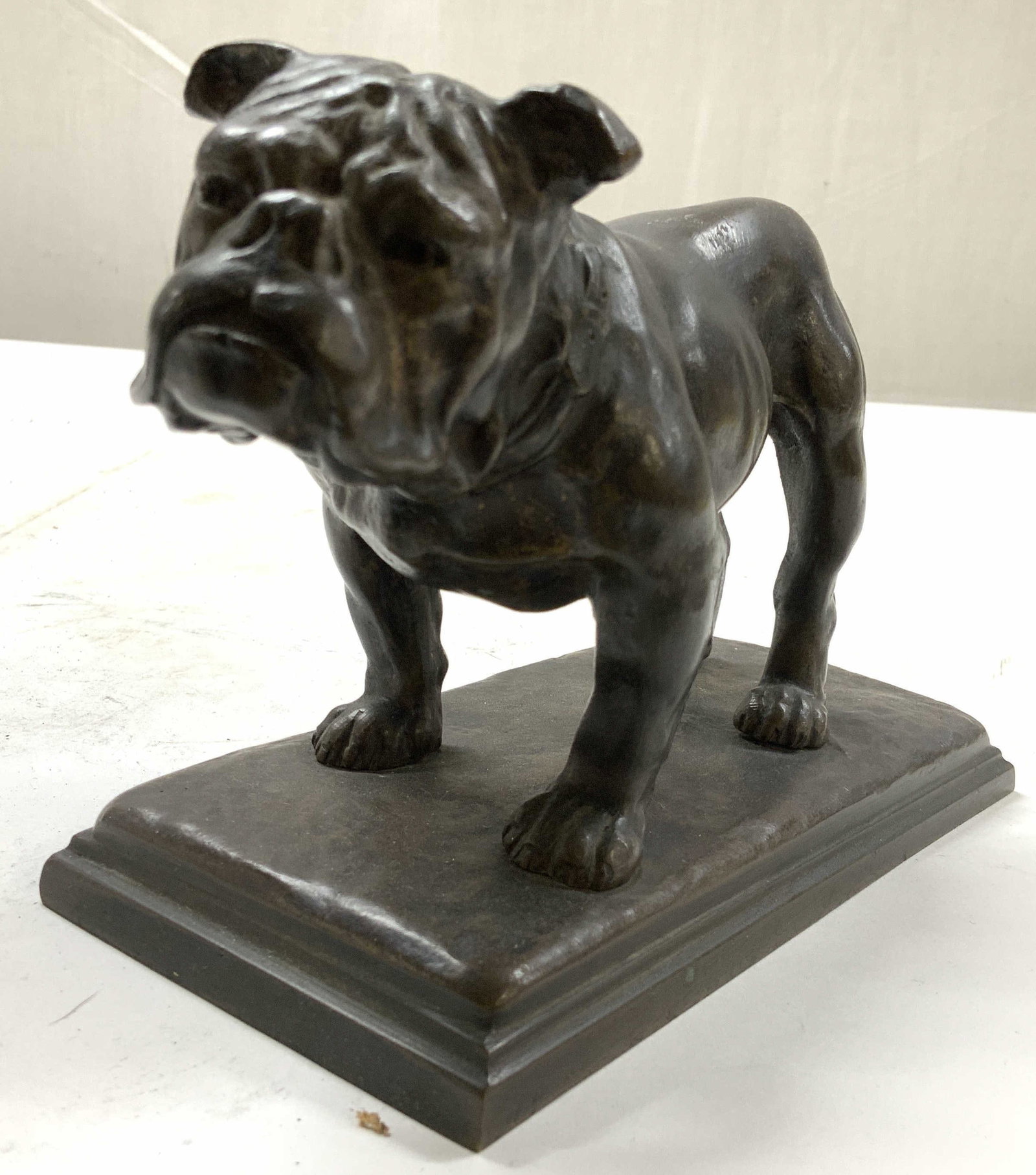 Antique Bronze Bulldog Sculpture on Base (1 of 12)