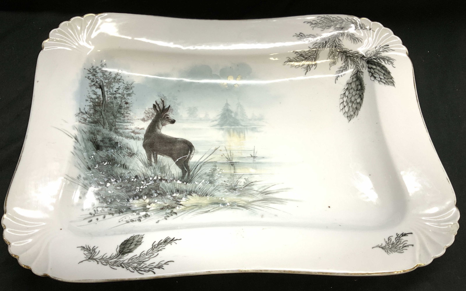 Antq Bawo & Dotter Porcelain Deer Platter, Austria (1 of 11)