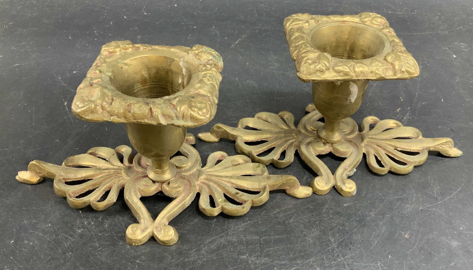 Vntg Pr Gilt Brass French Style Candlesticks (1 of 10)
