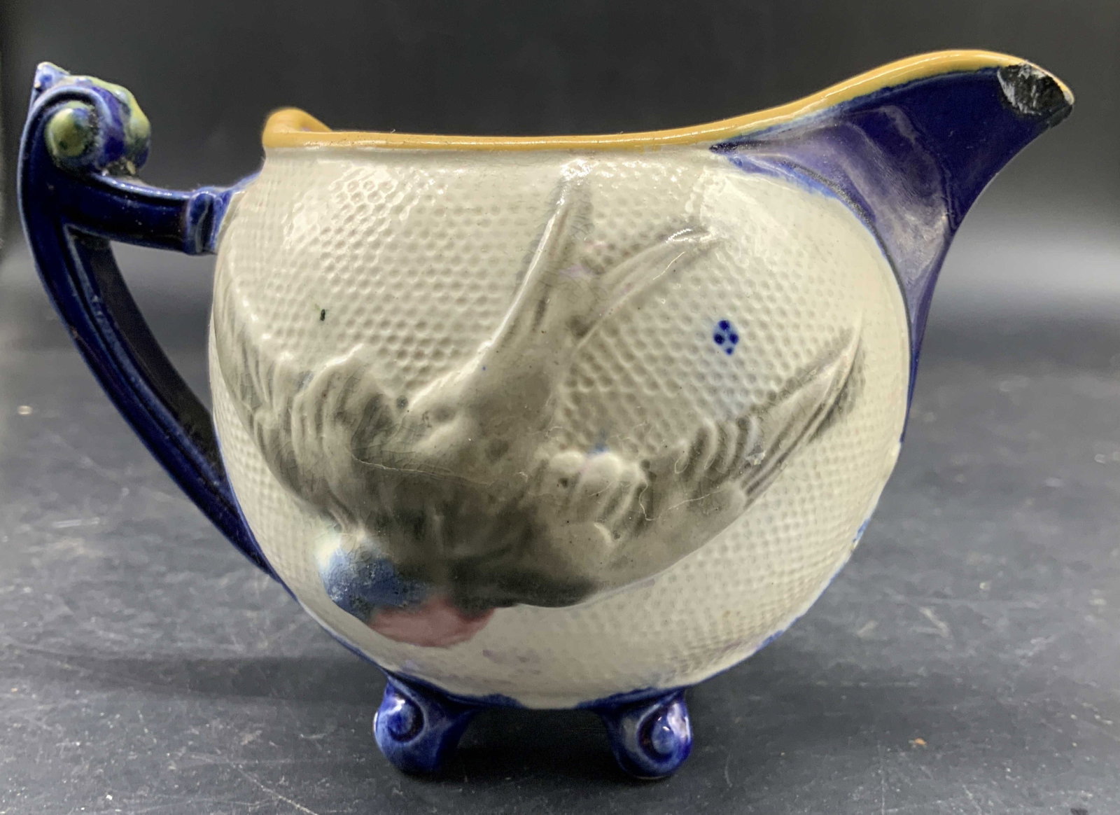 Antique English Majolica Bird Footed Pitcher (1 of 9)