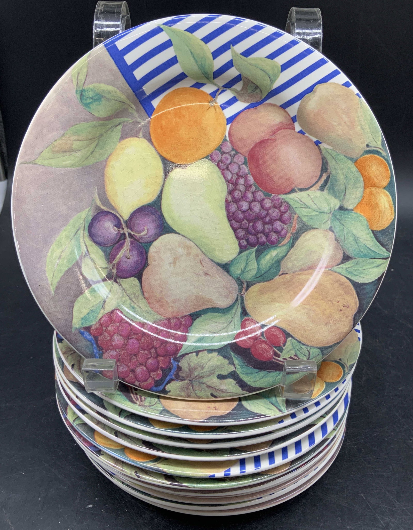Set 12 GIEN La Ronde Des Fruits Porc Plates, Fr