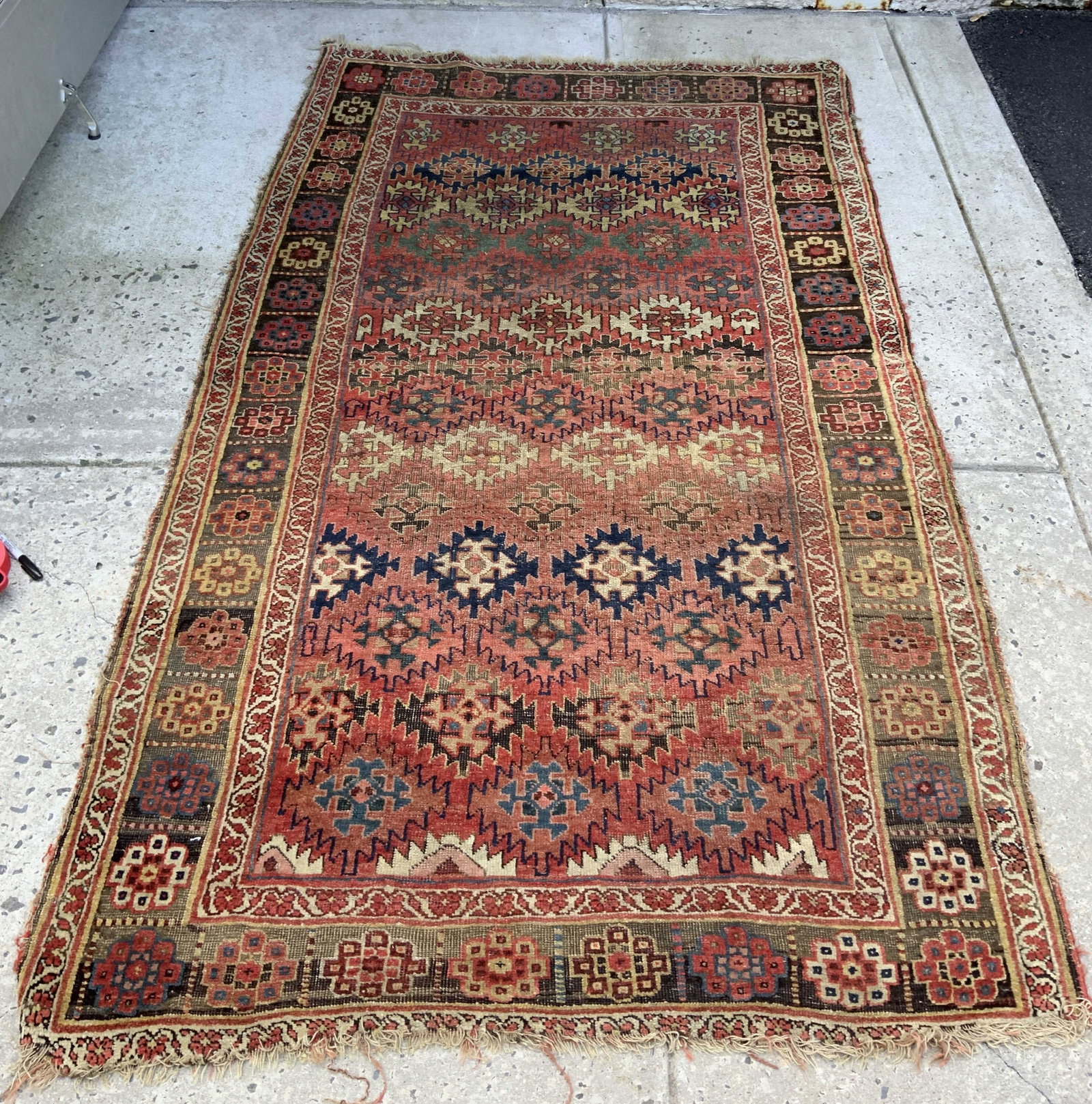Vntg Hand Woven Turkman Tribal Rug
