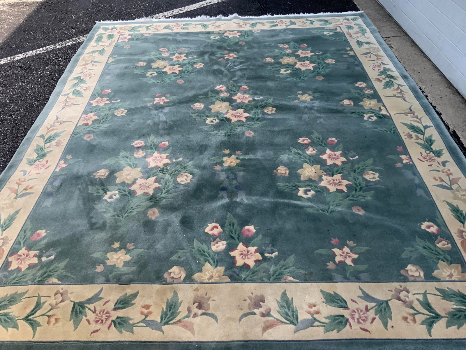 Green And Floral Orientalia Wool Rug