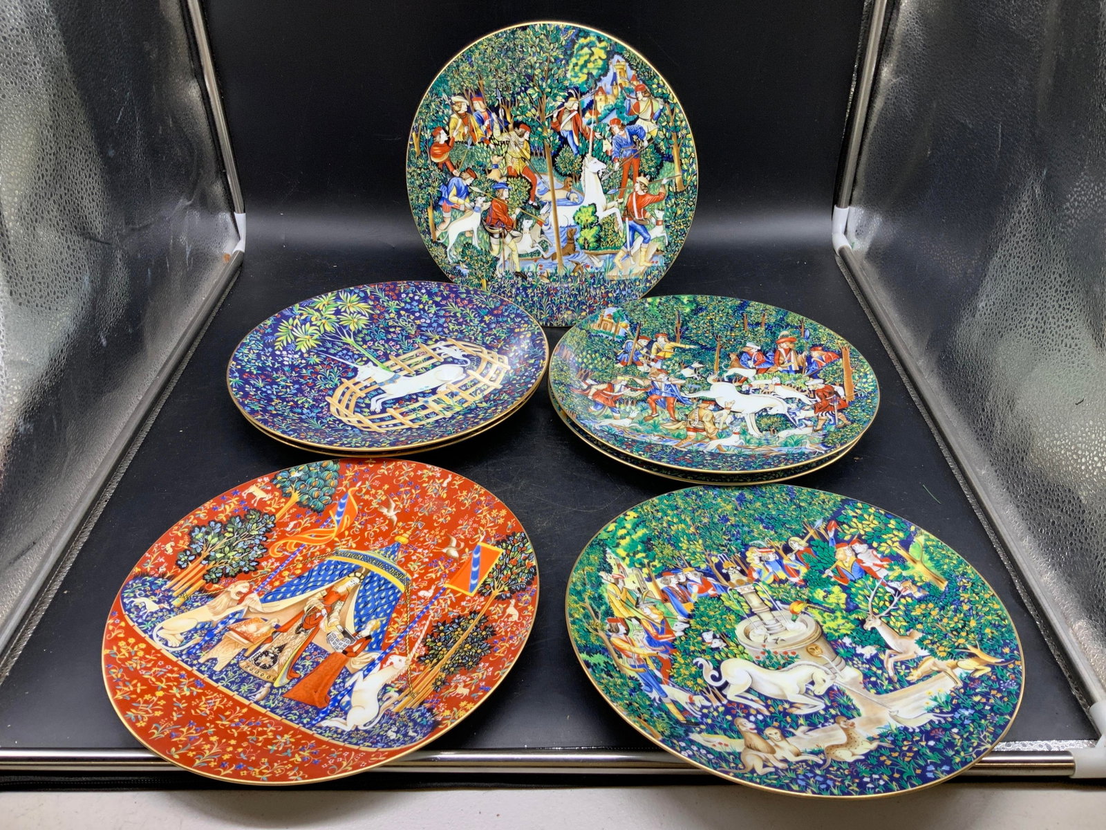 Set 7 Haviland Lady and Unicorn Porc Plates, FR (1 of 16)