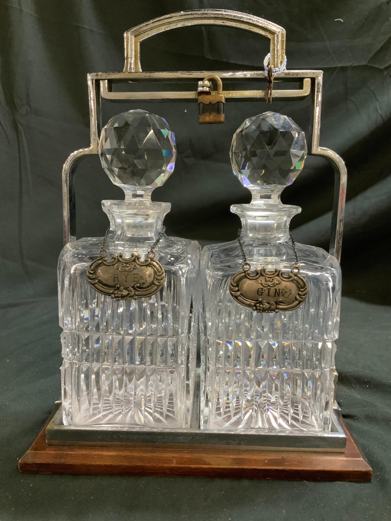 Antique Edwardian Sterling and Crystal Tantalus (1 of 9)