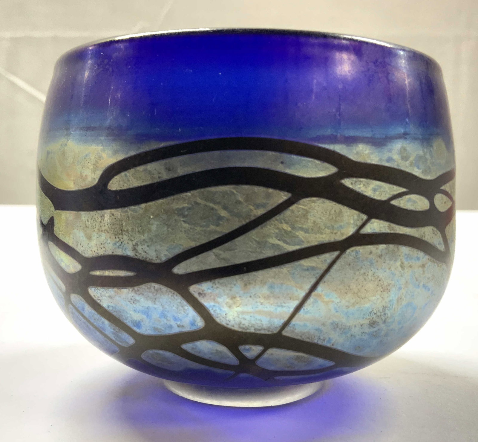 Signed Art Glass Cobalt Bowl (1 of 7)