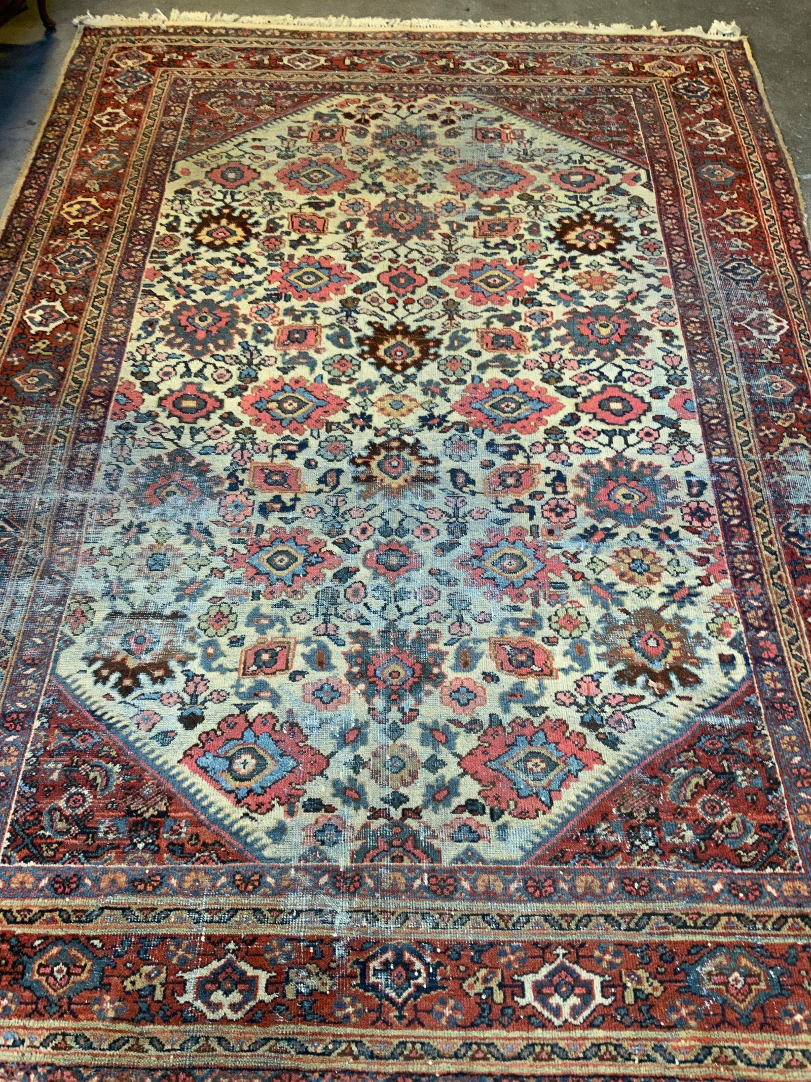 Vintage Persian Wool Rug, cream, pink and Blue (1 of 11)