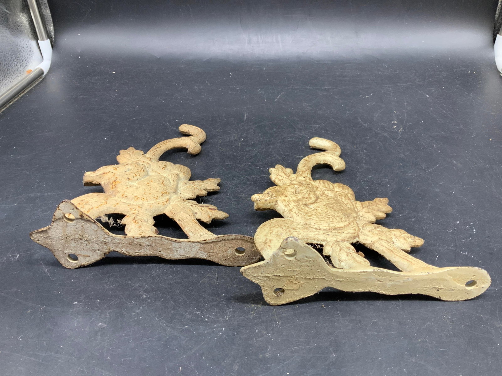 Pair Antq Squirrel Form Iron Wall Hooks - 11