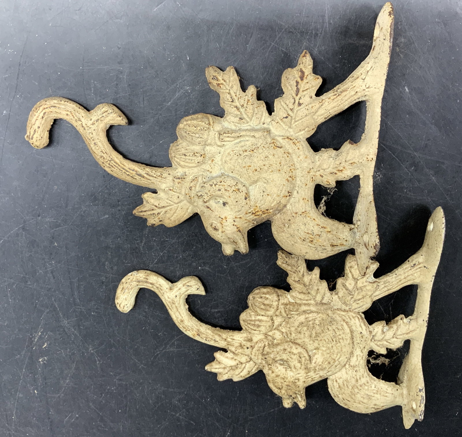Pair Antq Squirrel Form Iron Wall Hooks (1 of 11)