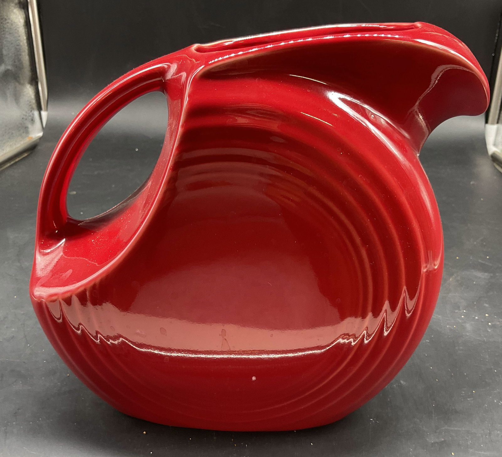 Red Fiesta Ware Large Disk Pitcher (1 of 11)