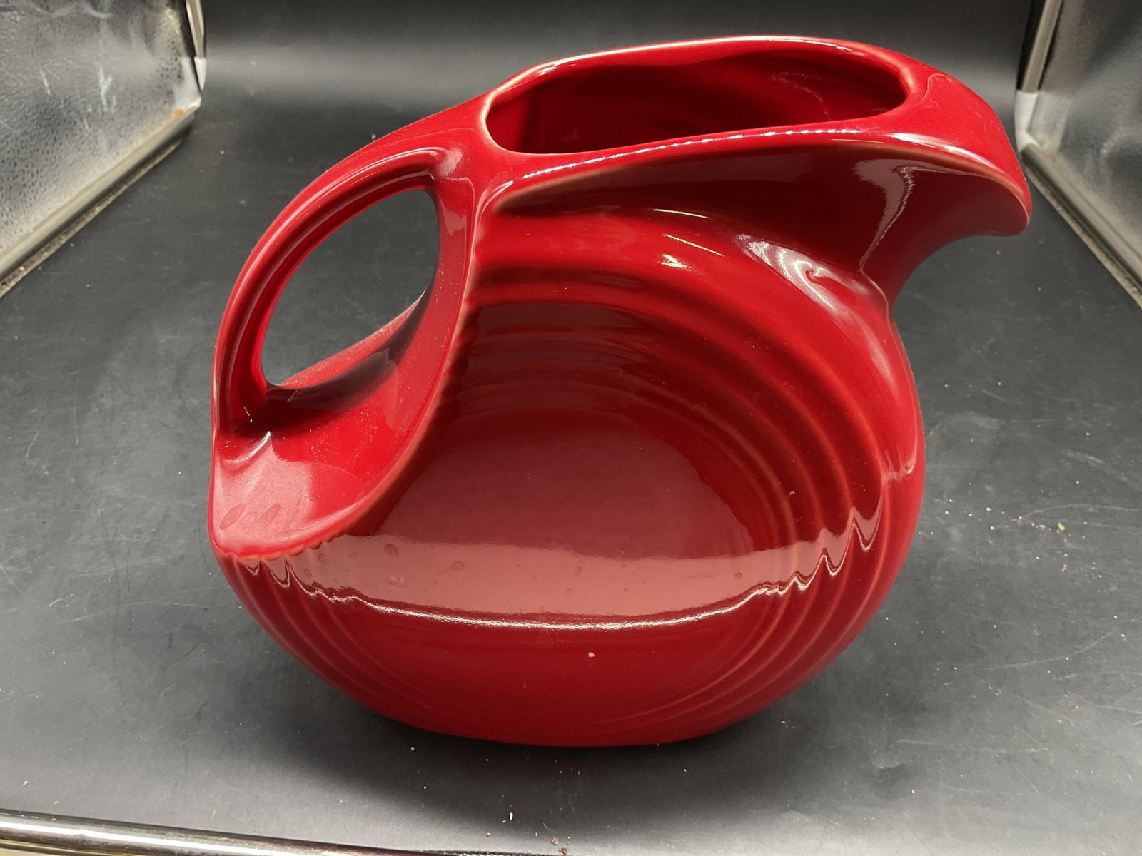 Red Fiesta Ware Large Disk Pitcher - 2
