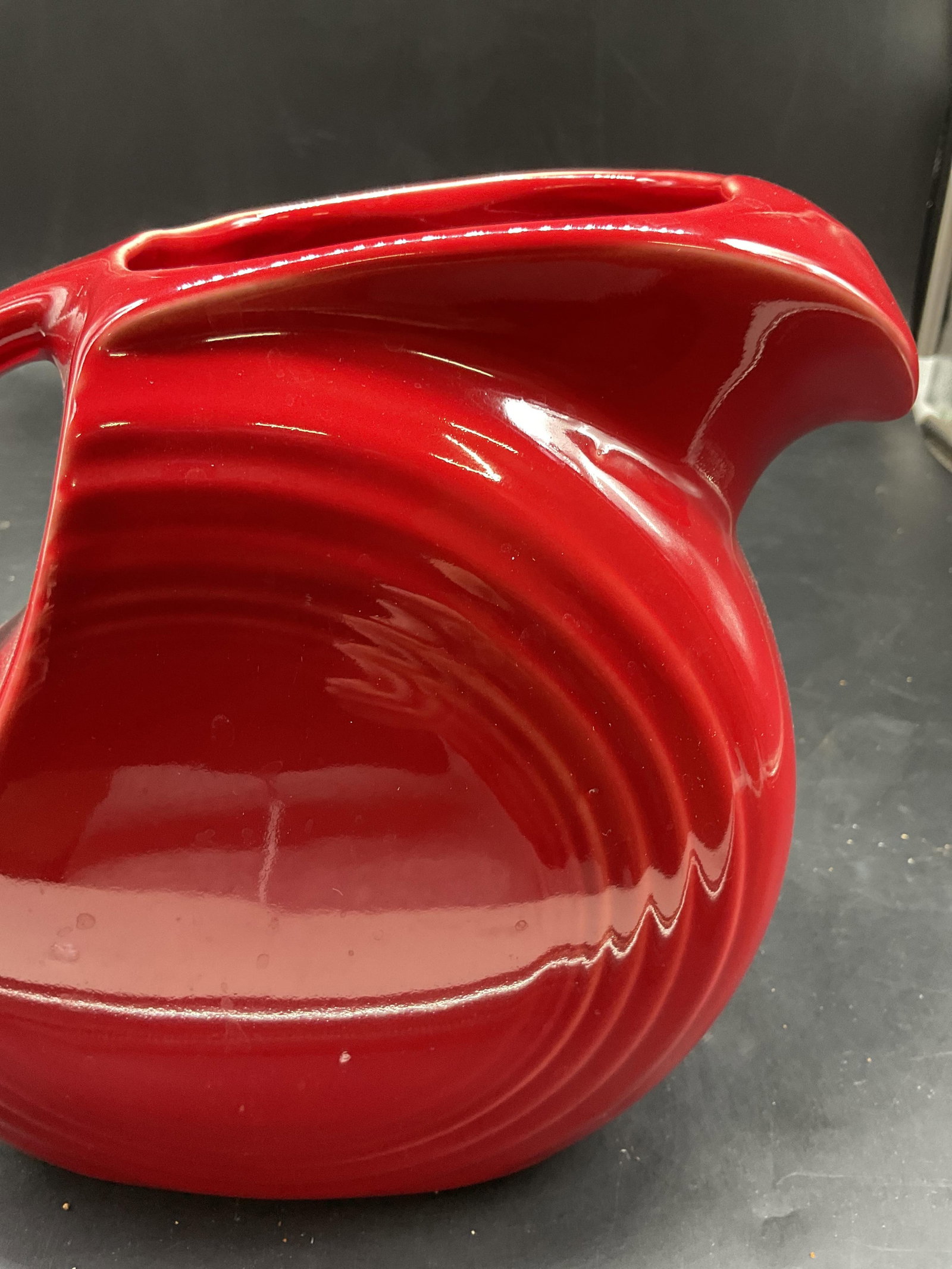 Red Fiesta Ware Large Disk Pitcher - 3