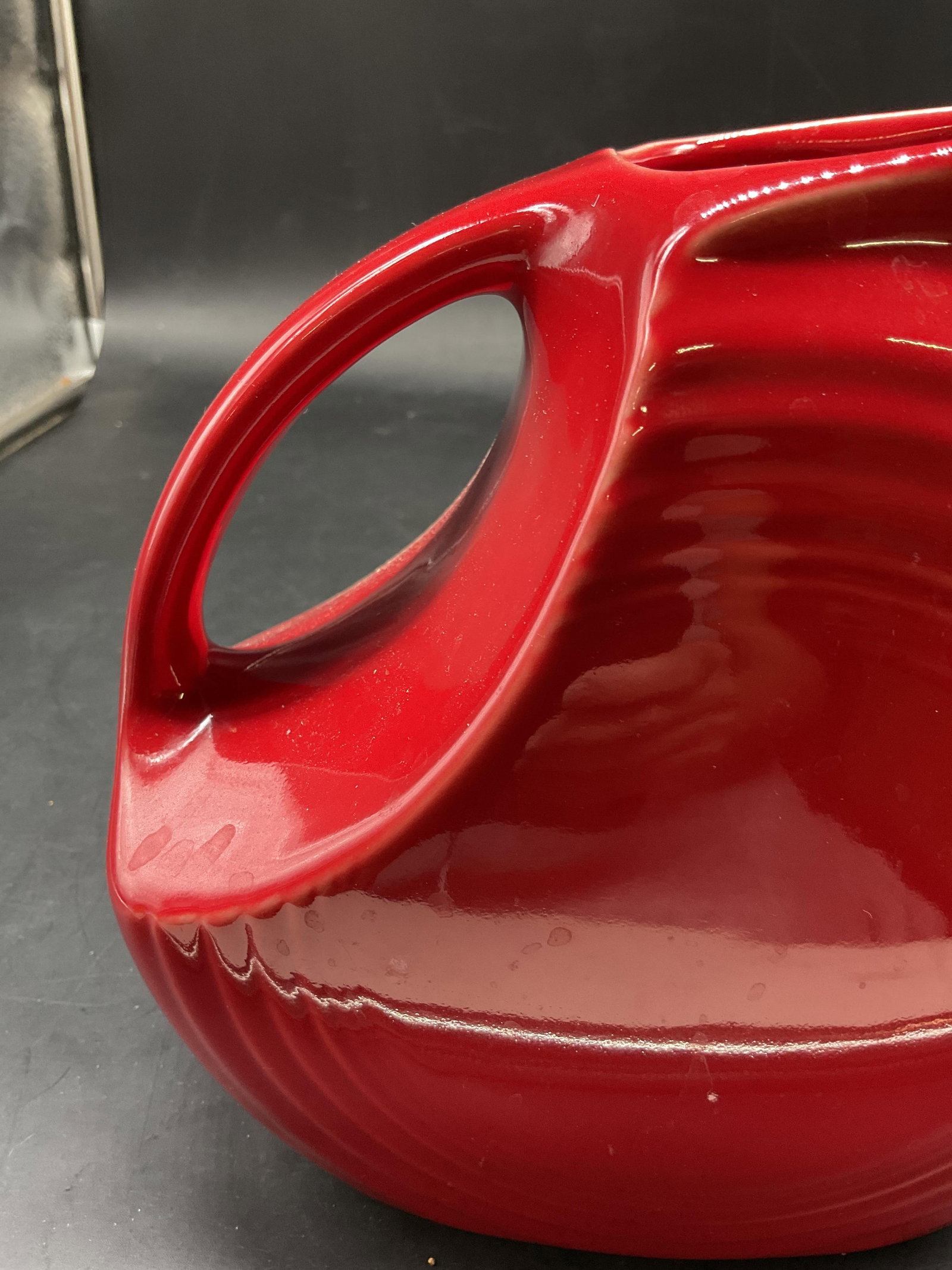 Red Fiesta Ware Large Disk Pitcher - 4