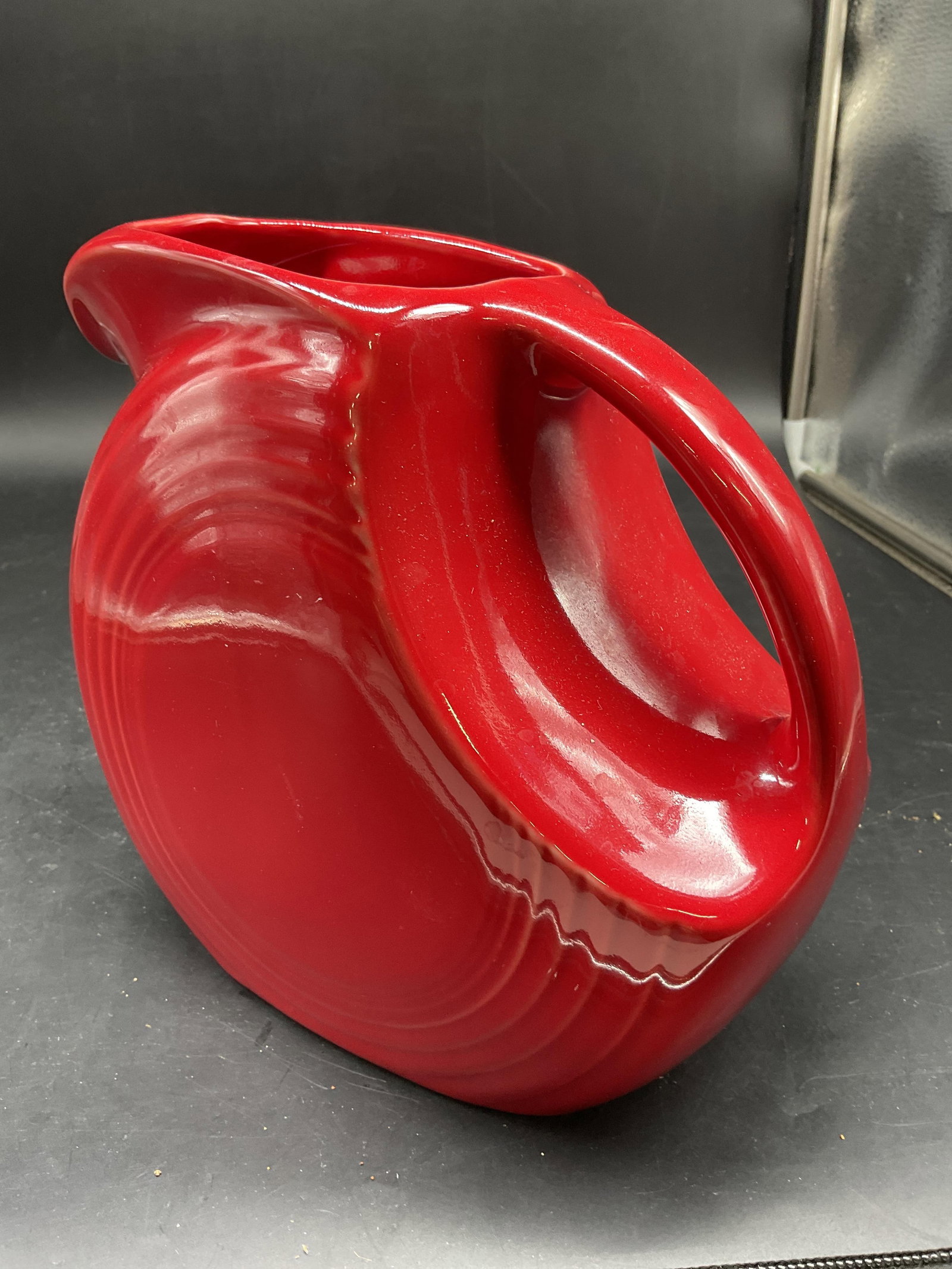 Red Fiesta Ware Large Disk Pitcher - 6