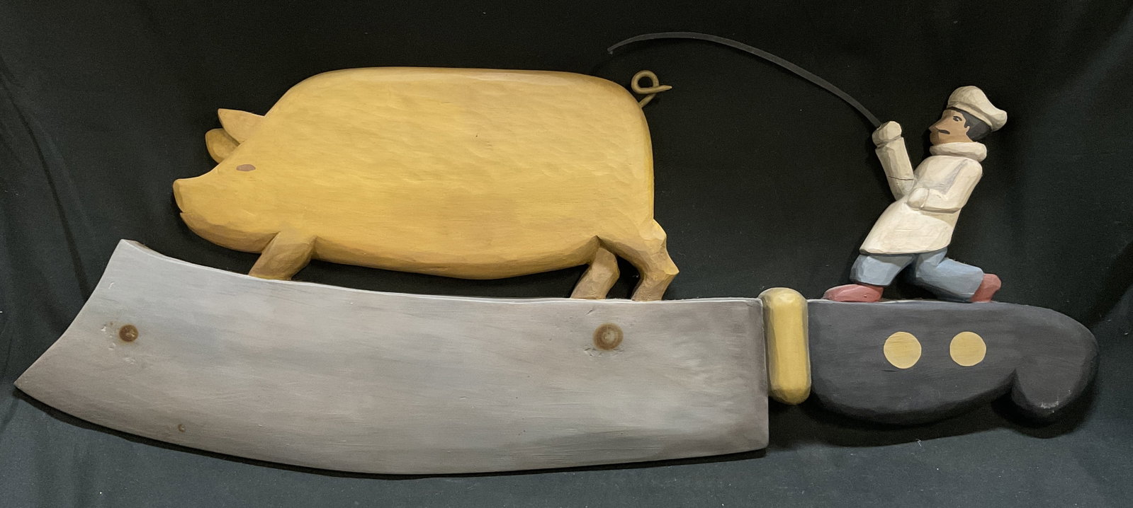 VTG Wooden Folk Art Butcher Trade Sign (1 of 7)
