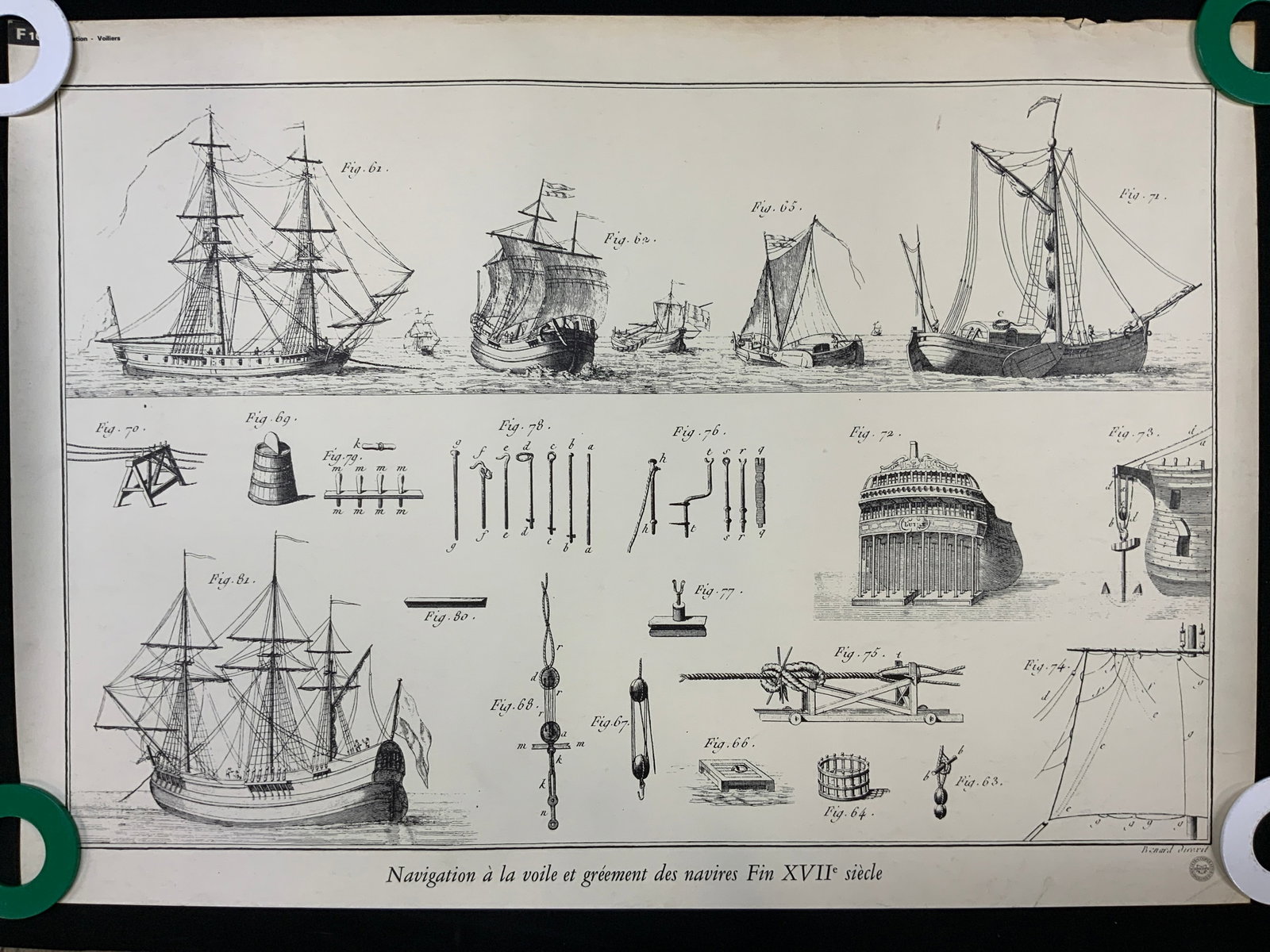 Vtg Offset Litho Sailing & Rigging Poster, France (1 of 8)