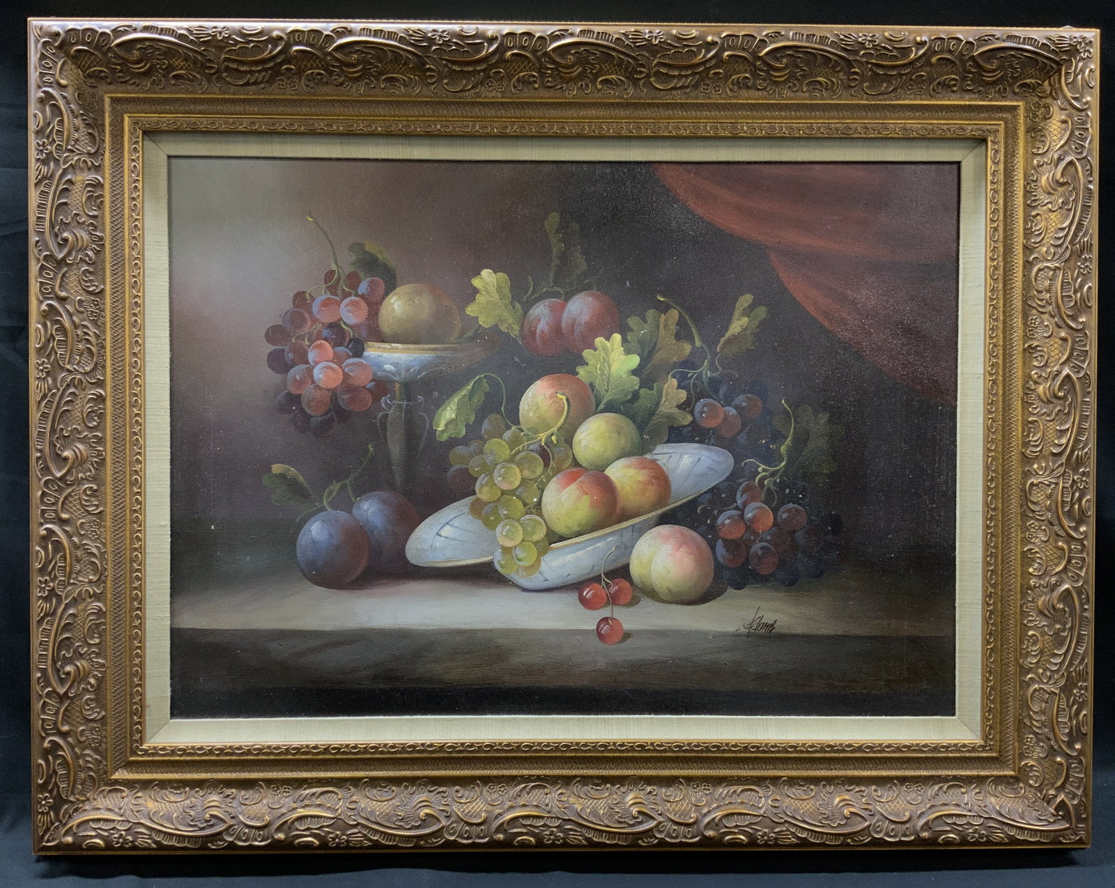 Vtg Signed Fruit Still Life Oil Painting (1 of 6)