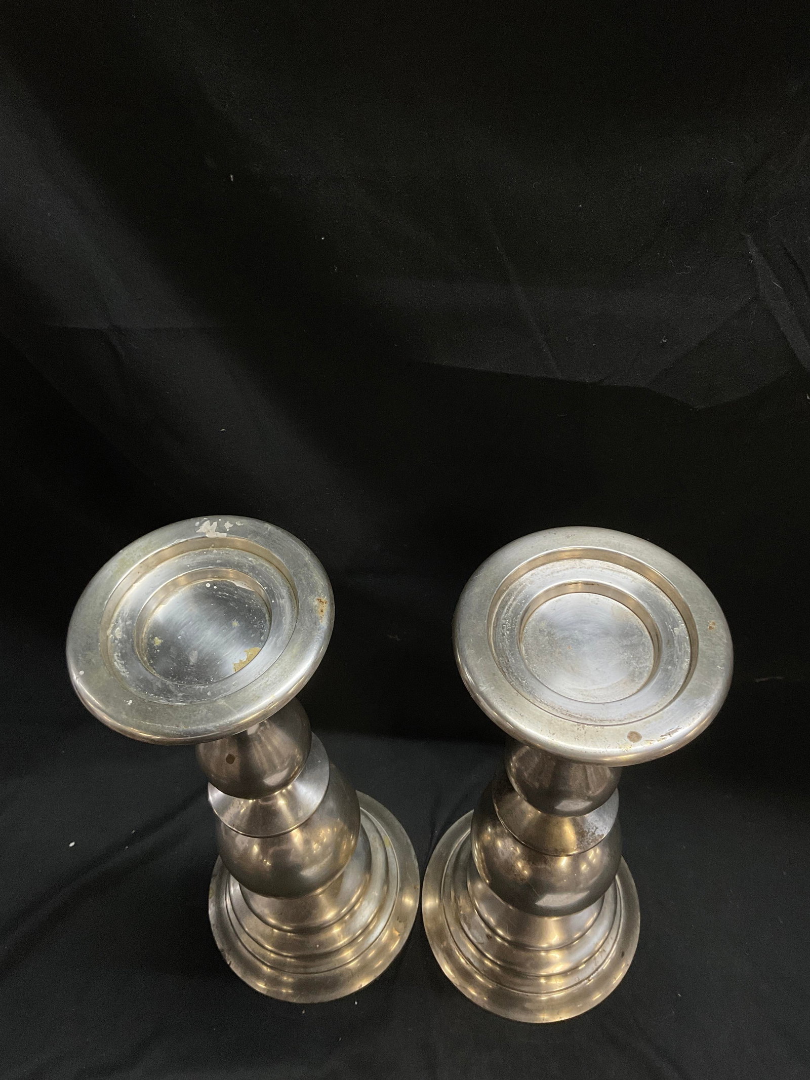 VTG Silver-Plated Solid Brass Pillar Candlesticks - 2