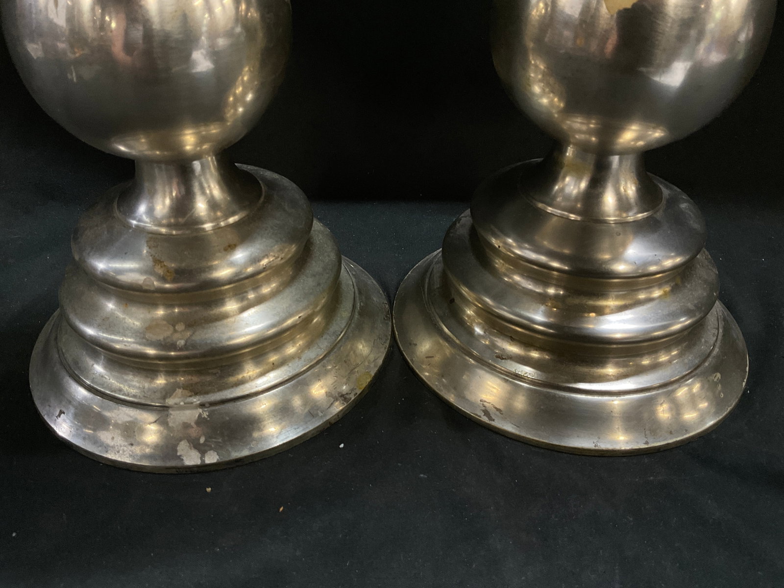 VTG Silver-Plated Solid Brass Pillar Candlesticks - 3