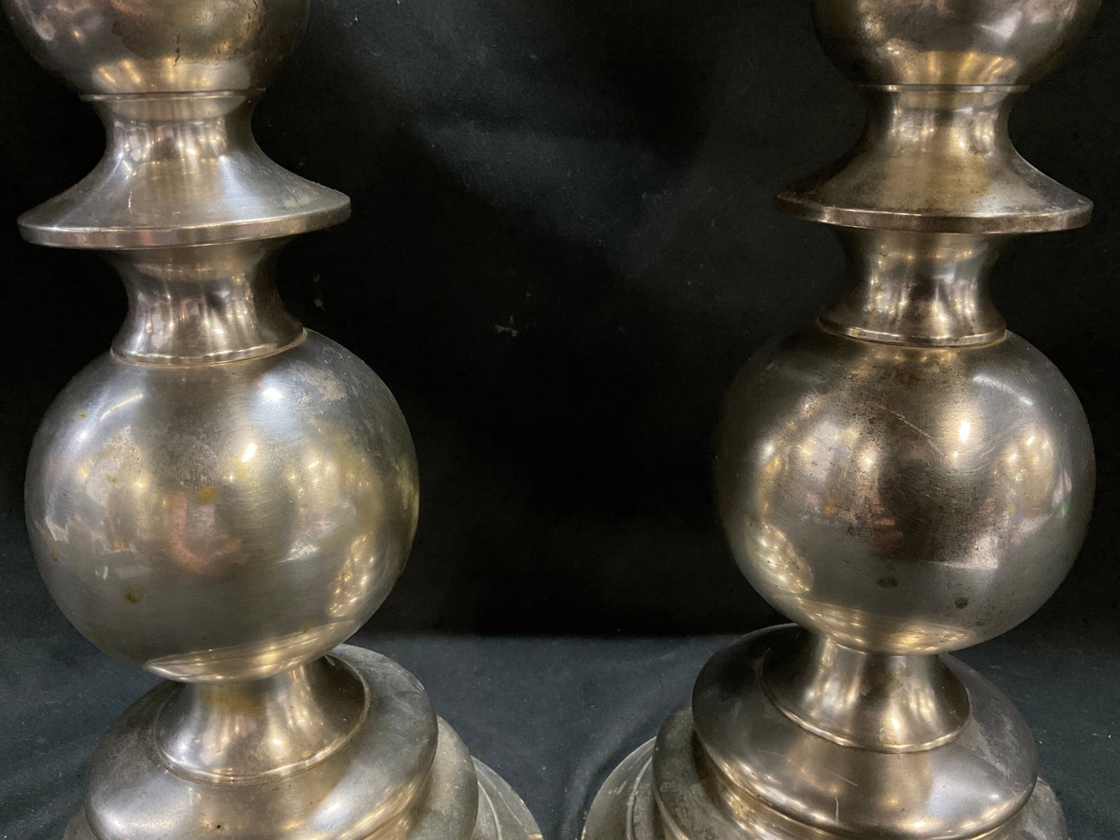 VTG Silver-Plated Solid Brass Pillar Candlesticks - 4