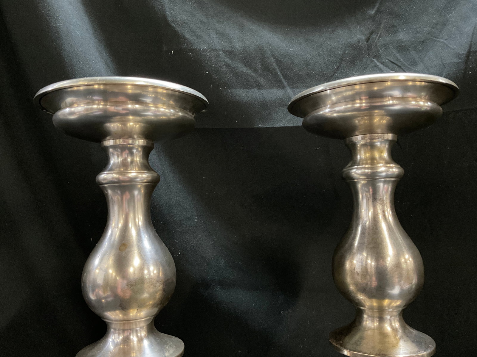 VTG Silver-Plated Solid Brass Pillar Candlesticks - 5