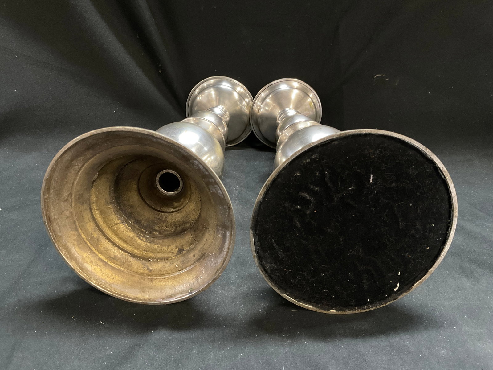 VTG Silver-Plated Solid Brass Pillar Candlesticks - 6