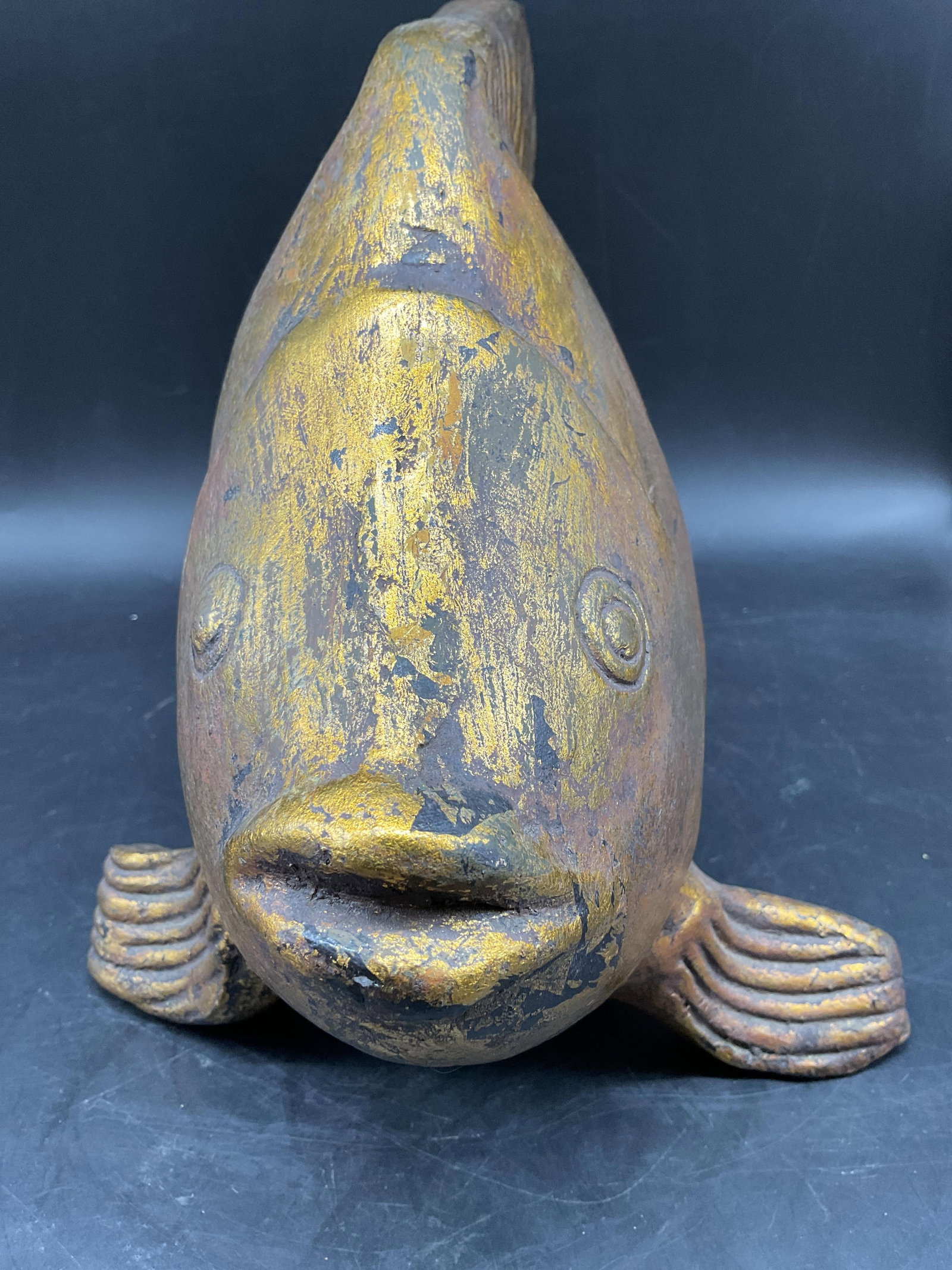 Lg Gold leafed Ceramic Fish Sculpture - 10