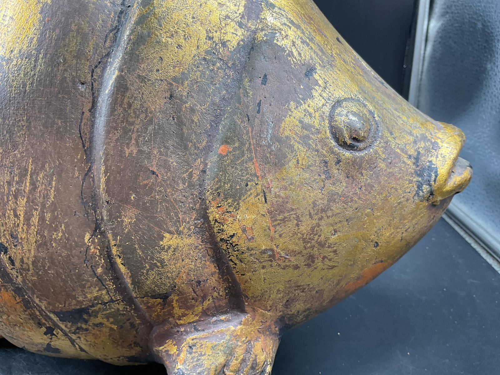 Lg Gold leafed Ceramic Fish Sculpture - 2