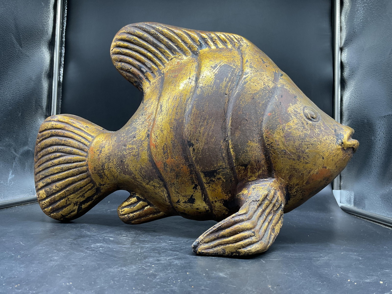 Lg Gold leafed Ceramic Fish Sculpture - 3