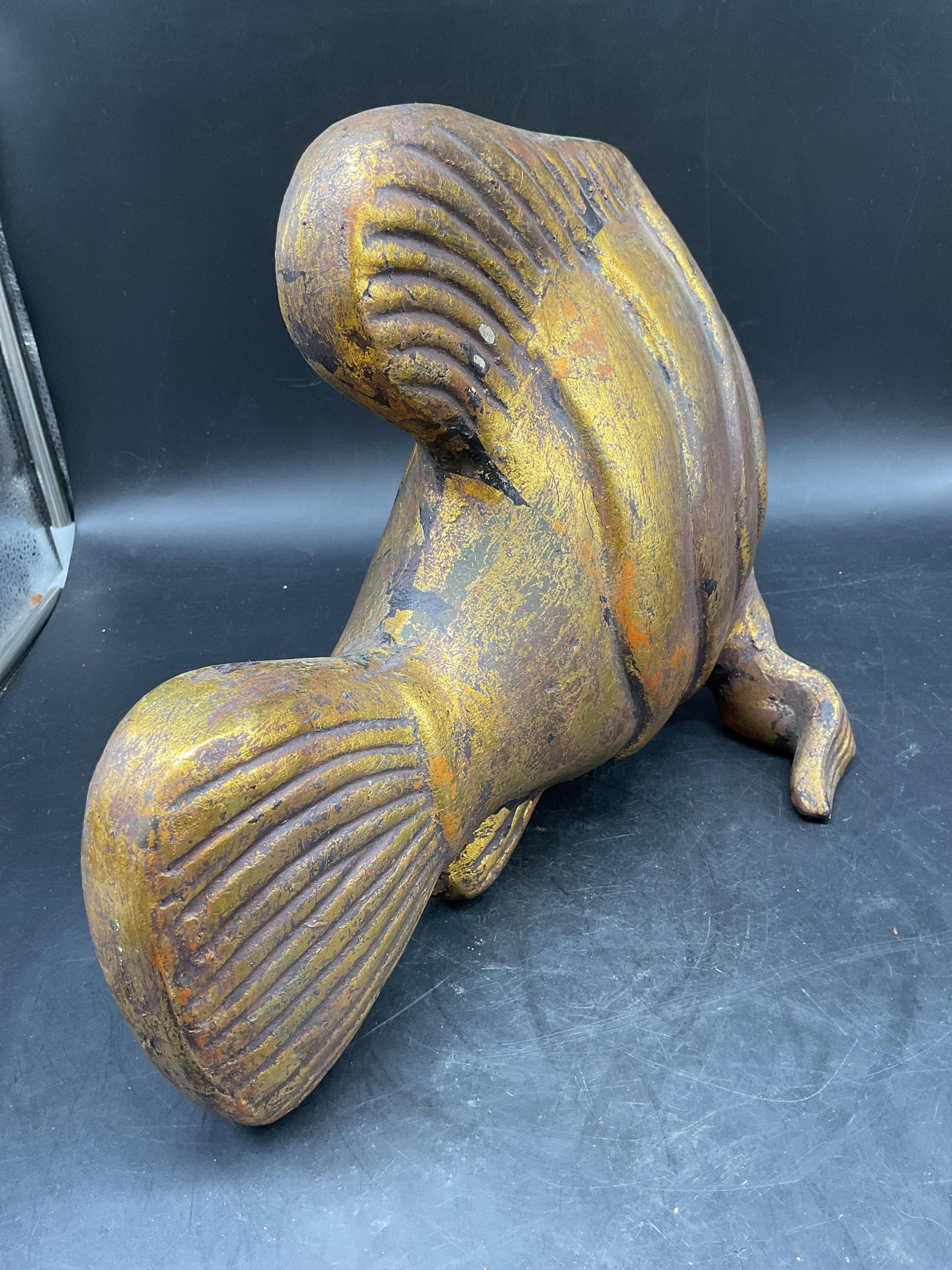 Lg Gold leafed Ceramic Fish Sculpture - 4