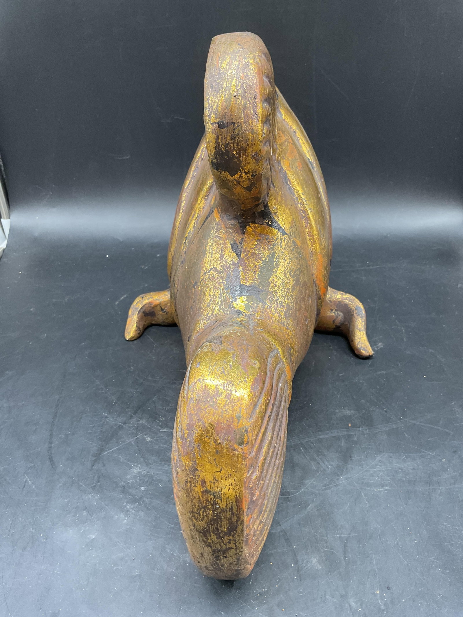 Lg Gold leafed Ceramic Fish Sculpture - 5