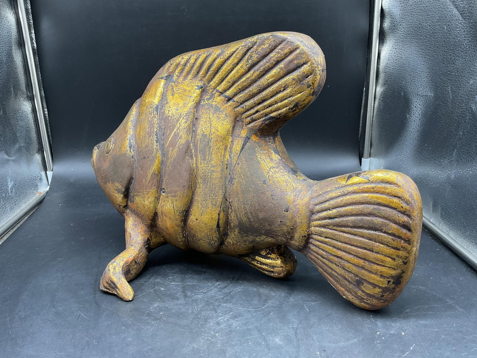 Lg Gold leafed Ceramic Fish Sculpture - 6