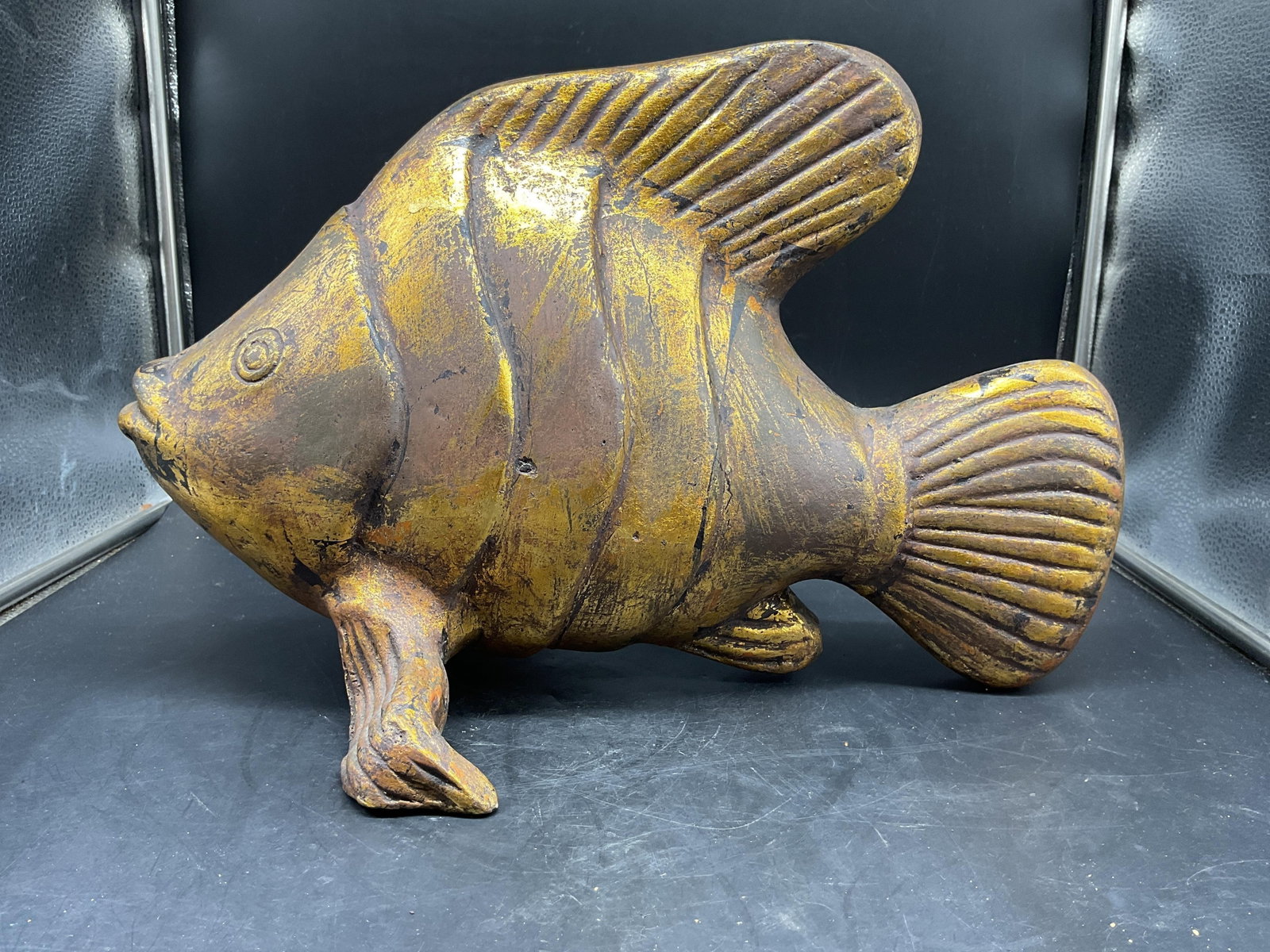 Lg Gold leafed Ceramic Fish Sculpture - 7