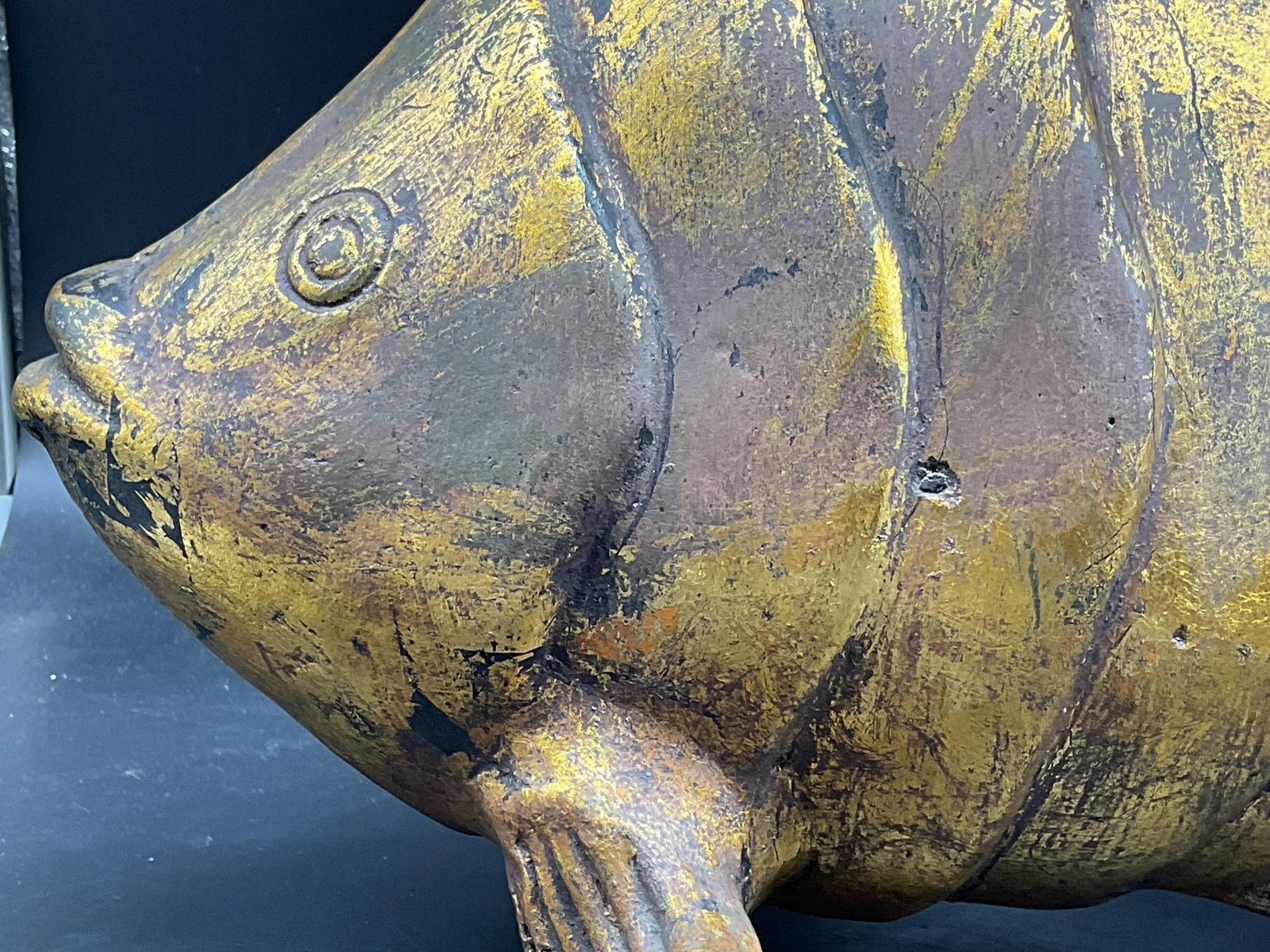 Lg Gold leafed Ceramic Fish Sculpture - 8