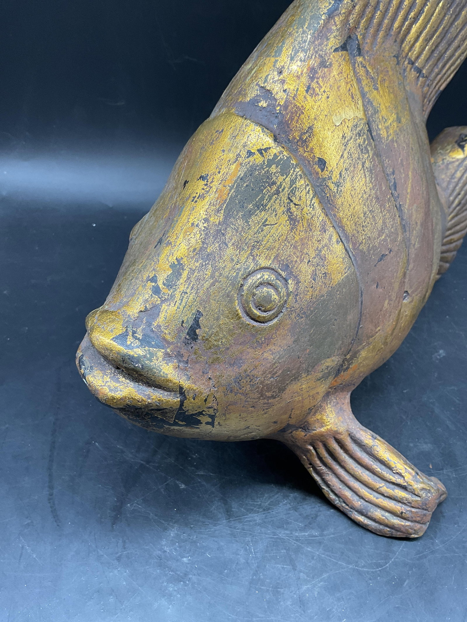 Lg Gold leafed Ceramic Fish Sculpture - 9
