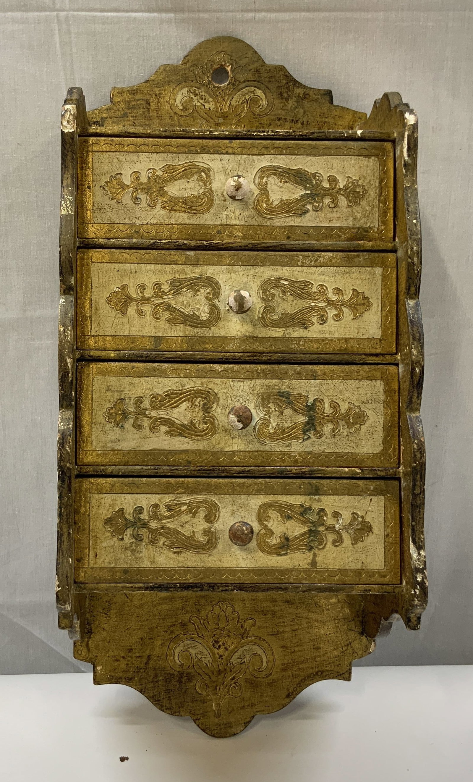 Vntg Italian Florentine wooden mounted cabinet (1 of 7)