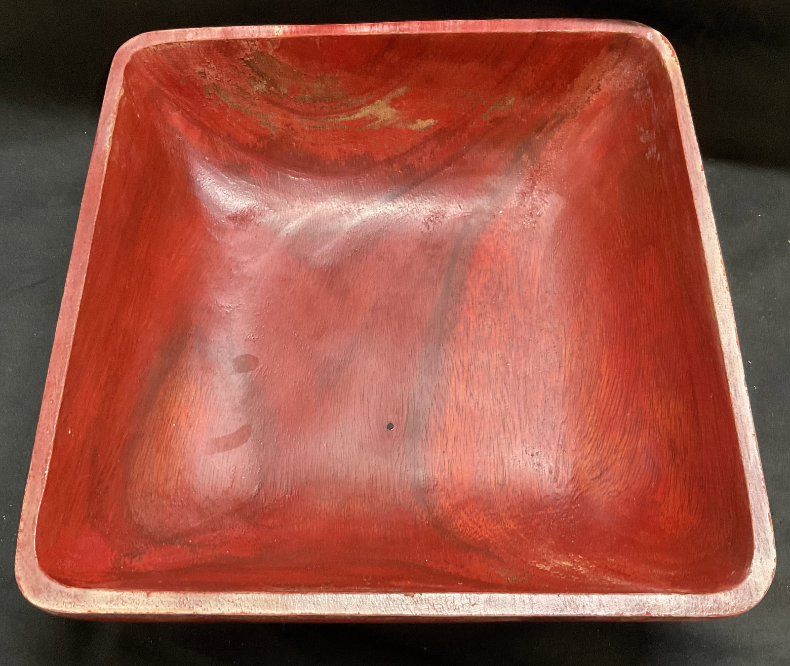 Asian Sty Crimson Lacquer Spun Bamboo Serving Bowl (1 of 6)