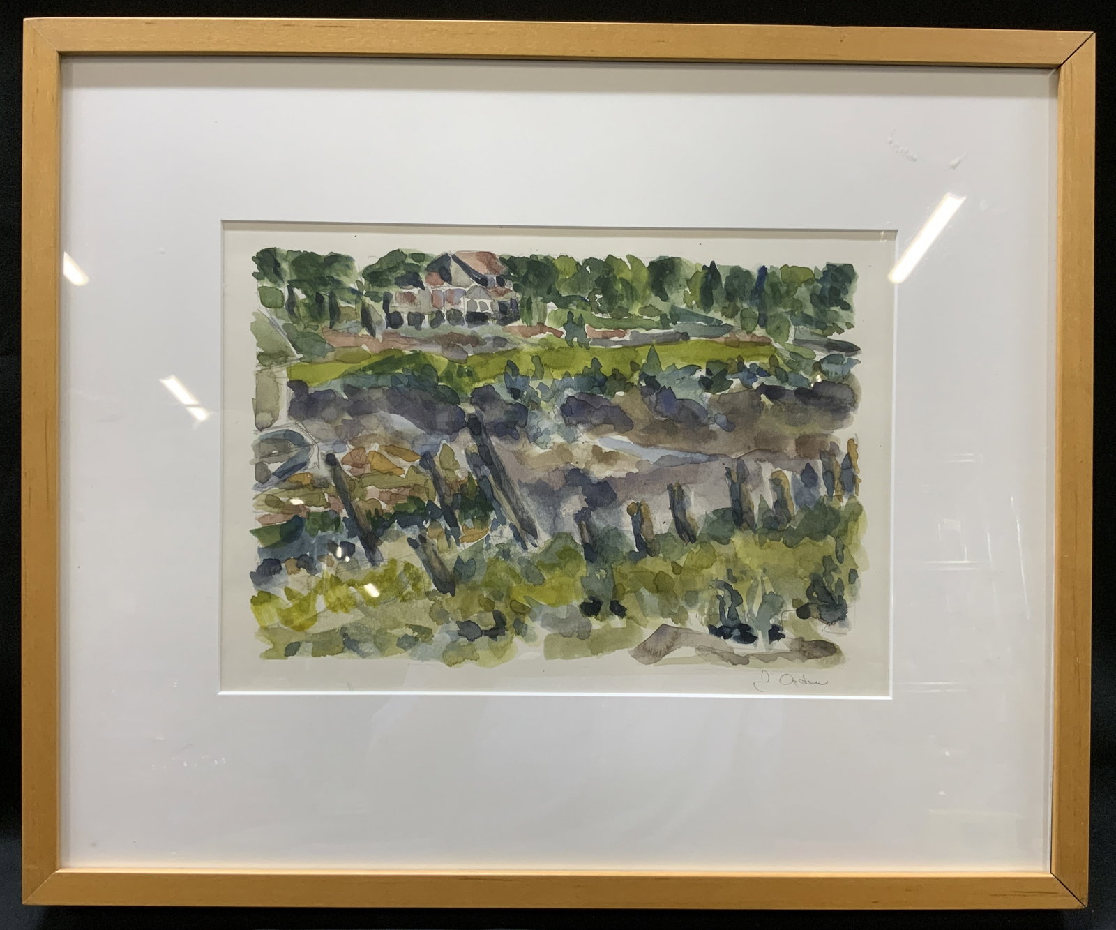 Watercolor Painting Abstract Expressionist, Framed (1 of 5)