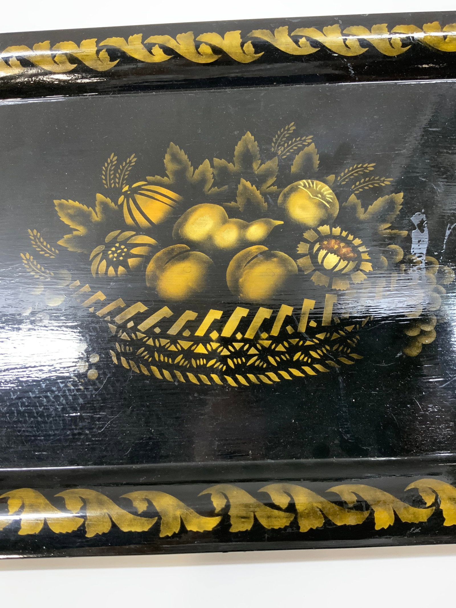Vntg painted tableware serving tray - 3