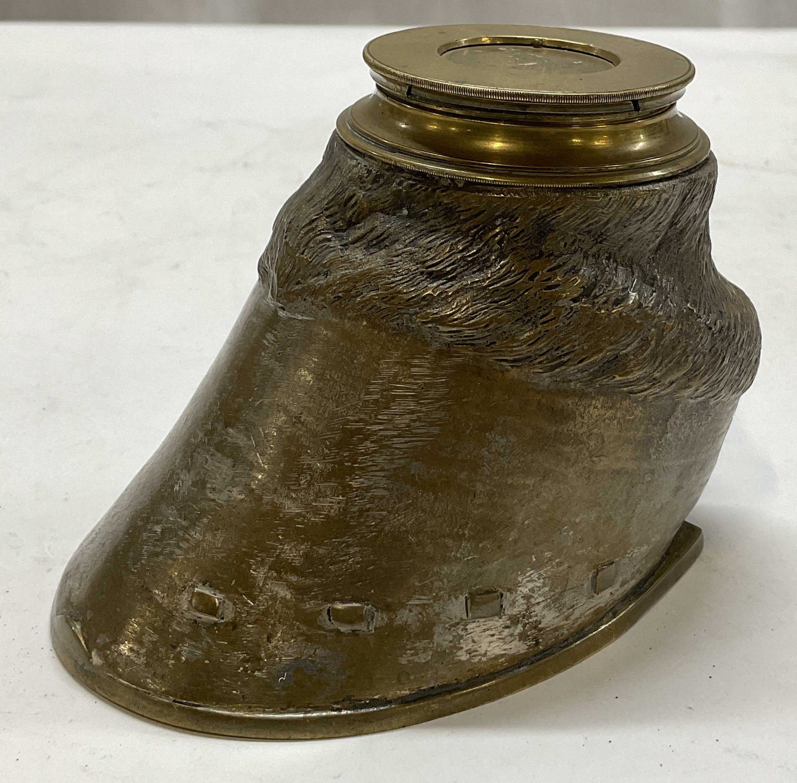 Antique Solid Brass Horse Hoof Inkwell (1 of 11)