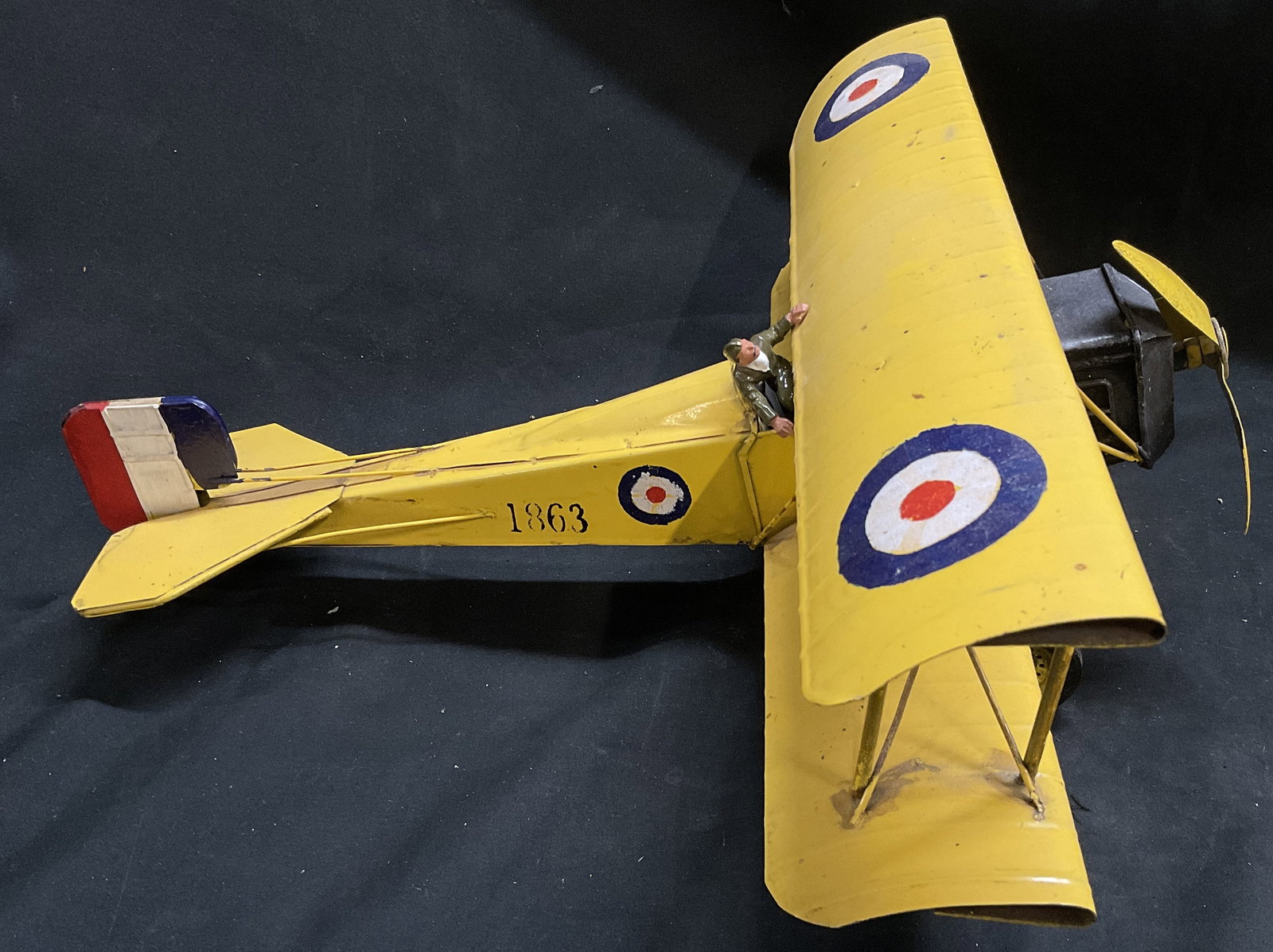 VINTAGE Yellow Biplane Model (1 of 8)