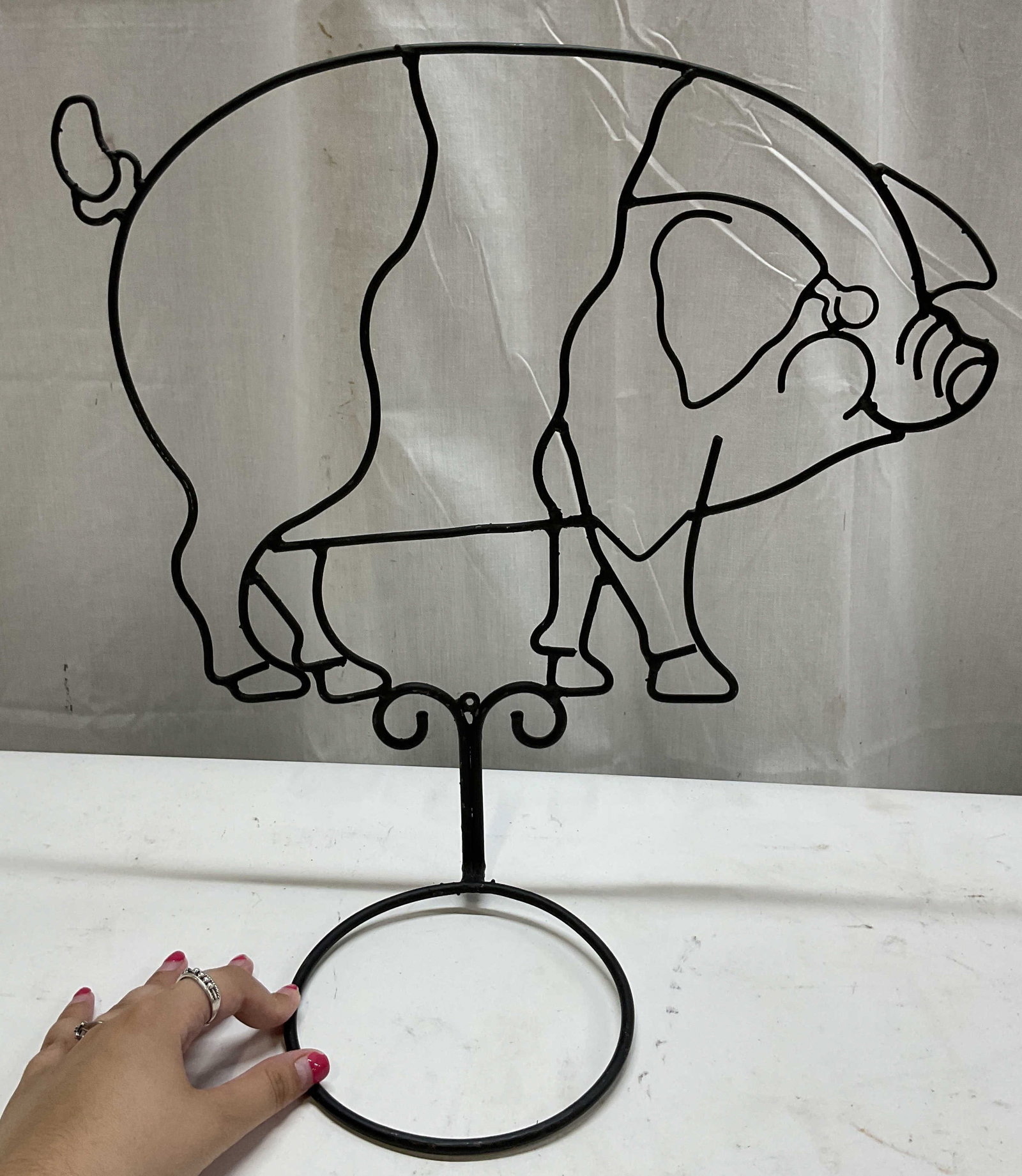 Vintage Black Metal Pig Tabletop Sculpture (1 of 9)