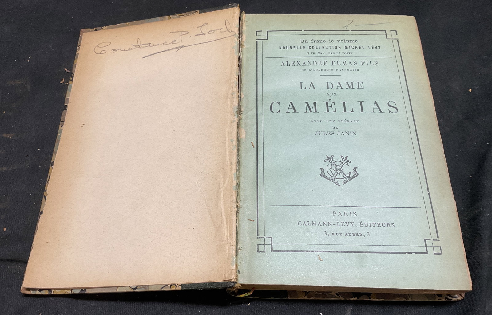 ANTQ Fils La Dame Aux Camelias Novel PARIS: Antique Circa 1898 La Dame Aux Camelias Novel by Alexandre Dumas Fils, the Son of the Famous Author of The Three Musketeers. Title Translates to The Lady of the Camellias. Published by Calmann-Levy