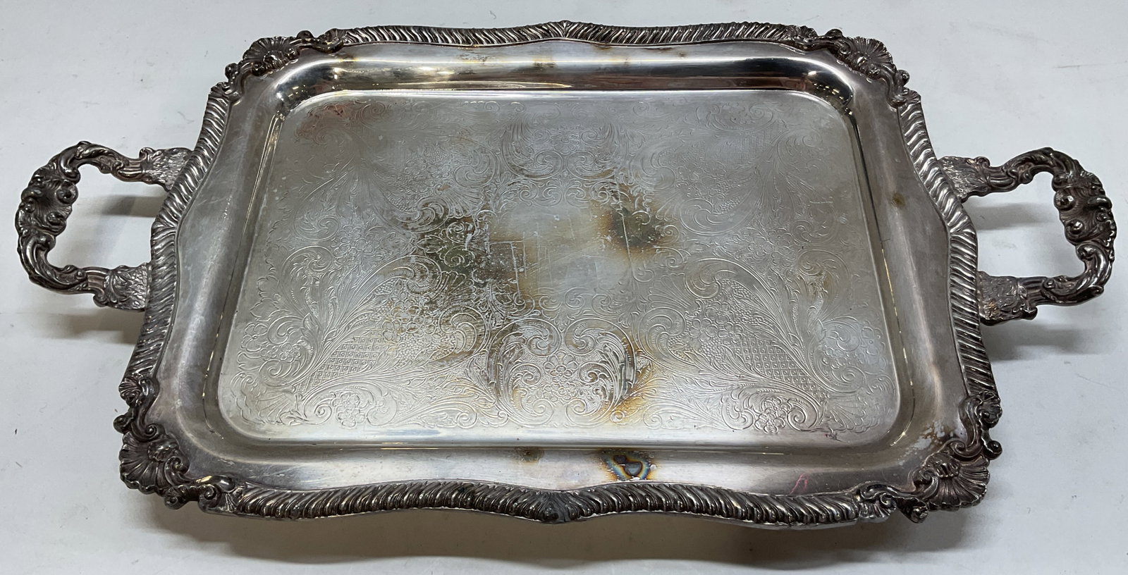 Vintage Silver On Copper Footed Serving Tray (1 of 11)