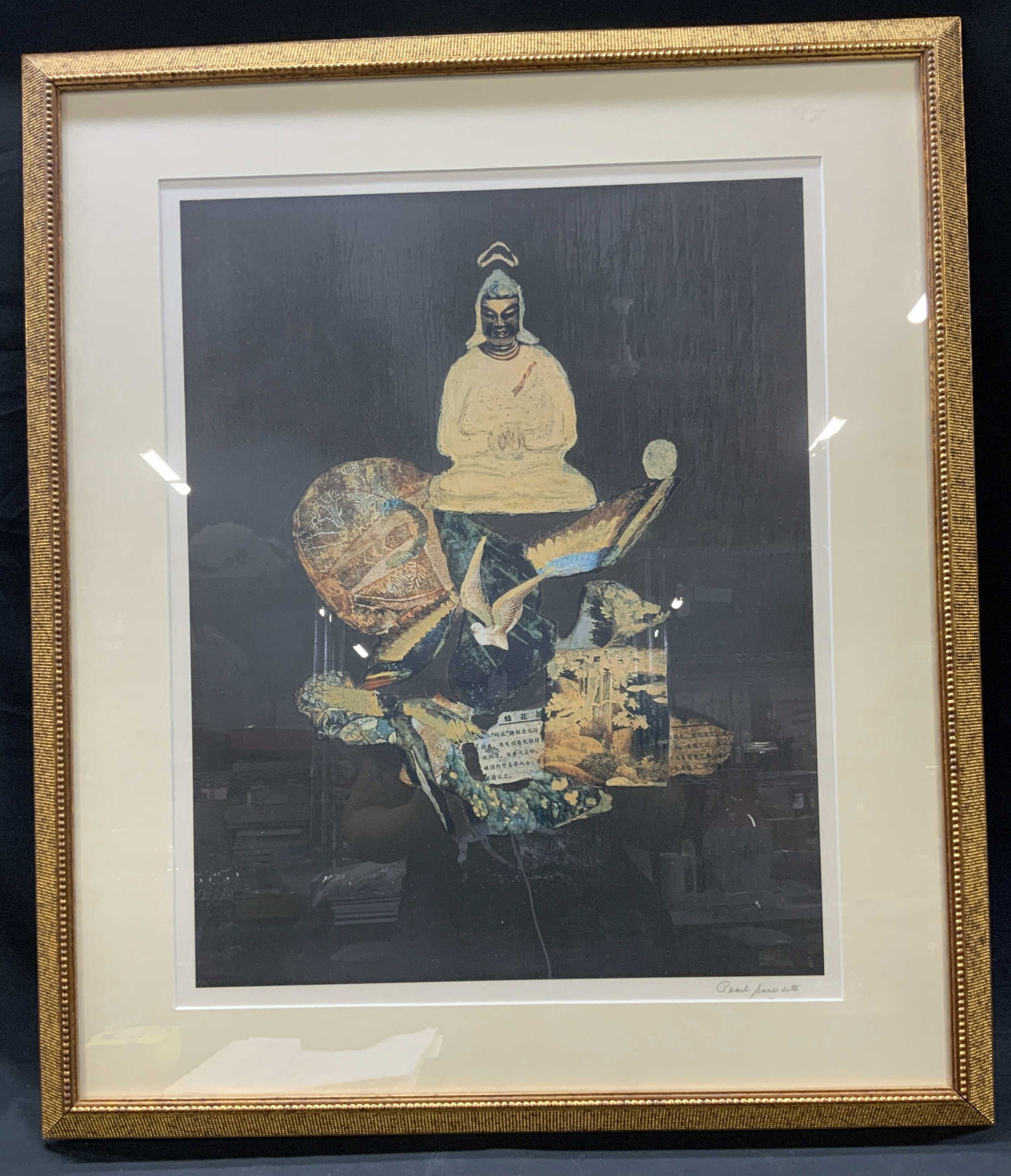 Framed Sgnd Mixed Media Buddha Collage (1 of 7)
