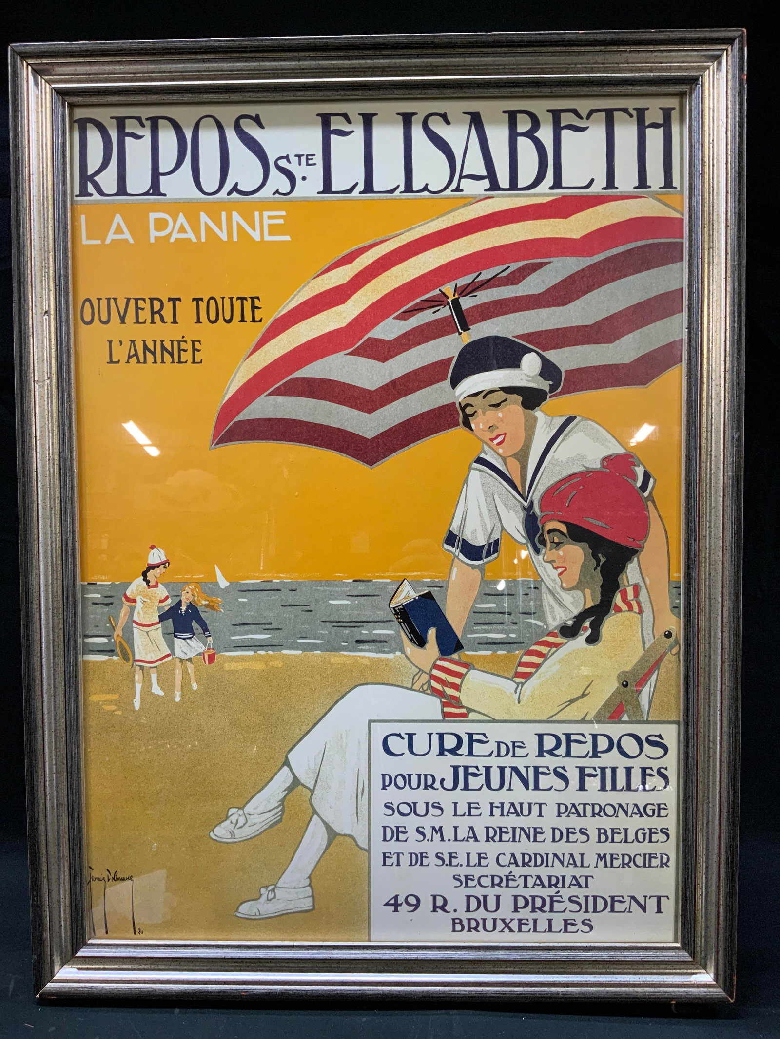 Vtg Framed Repos Ste. Elisabeth Litho Poster (1 of 7)