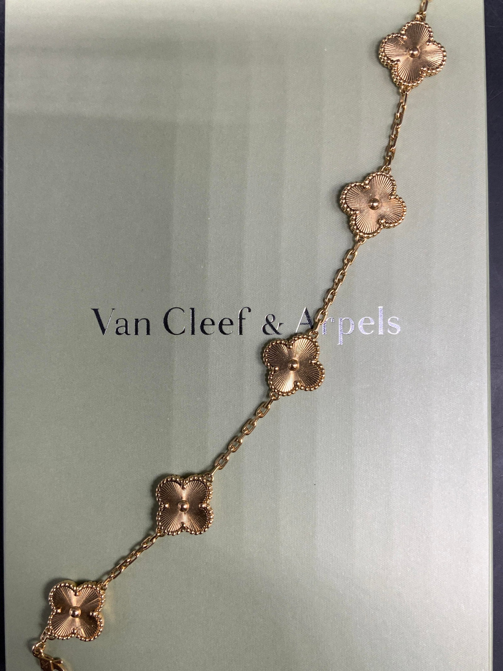 Van Cleef 18K Gold Alhambra Bracelet w Cert. - 5